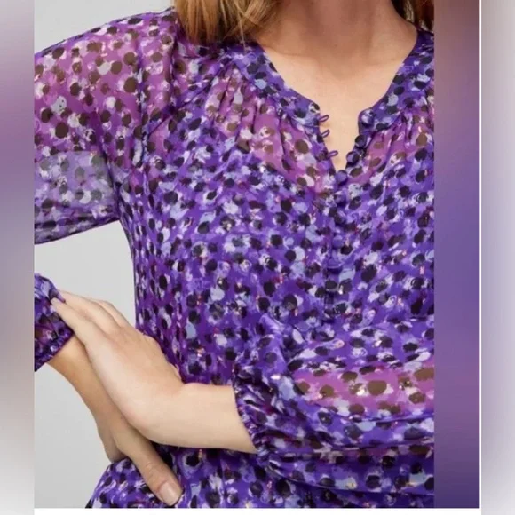 White House Black Market Purple Floral Women's Top - Picture 4 of 6